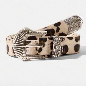 NWOT Leopard Print Belt with Silver Buckle